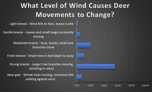 what wind level cause deer movement