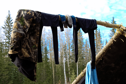Dry hunting clothes in Natural Open Air Storage